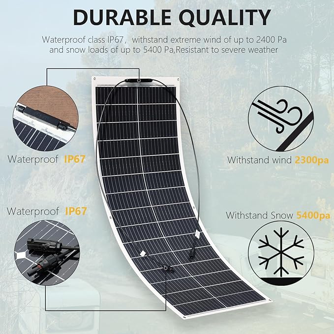 XINPUGUANG 100w 12V Flexible Solar Panels 600W 24V Solar System Kit Monocrystalline Cell Module 45A Controller 2000w Inverter for Off Grid Solar Battery Charger for Home Cabin RV Boat Trailer(600W)
