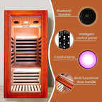 Infrared Sauna for Home Indoor Sauna Wooden Dry Sauna Room Low EMF 1020W for 1 Person with Control Panel, Bluetooth Speaker, Reading Lamp