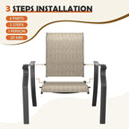 UDPATIO Patio Dining Chairs Set of 4, High Back Wide Seat Outdoor Furniture Chairs with All Weather Breathable Textilene, for Lawn Garden Backyard, Brown