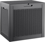 NUNU LAB 32 Gallon Resin Deck Box,Outdoor Indoor Waterproof Storage Box for Patio Cushions, Garden Tools, Pool Accessories,Backyard Storage Bin,Black