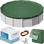 Yankee Emerald Series Pool Covers for Above Ground Pools | Round 24 ft Swimming Pool Cover w/Steel-Core Cable, Winch for Winterization | 9 mil Medium-Thickness for Off-Season, On-Season Protection