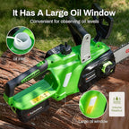 Cordless chainsaw 12 inch, 20V Electric chain saw with 3000RPM Brushless Motor | 4Ah Battery & Charger | Tool-free Tension | Auto Oiler, for Cutting Firewood, Tree Pruning, Trimming, Storm Cleanup