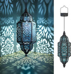 Twinkya Hanging Solar Lights Outdoor Garden Decorative Solar Lantern Waterproof Metal Moroccan Outdoor Decorations for Patio Pathway Yard Porch Backyard Garden Decor (Black, 1 Pack)
