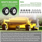 AR-PRO (2 Pack) 13 x 5.00-6" Flat Free Tire and Wheel, Replacement Solid Lawn Mower Tires with Rim, 3" Centered Hub and 3/4" Extra 5/8" Bearings - Fit for Most Riding Mower, Garden Lawn Tractor