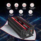 JIGUUN Pure sine Wave Inverter 3000W, 12V to 110V Power Inverter Converter with 4 AC sockets, USB Output and LED Display for RV Camping Emergency Household appliances (3000WPRO)