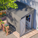 4x8 FT Outdoor Storage Shed,Lean to Lockable Metal Garden Shed Steel with Reinforced Beams,All Weather Waterproof Storage House W/Lockable Door,for Backyard,Patio,Lawn,Garden,Dark Gray