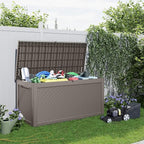 320 Gallon Waterproof Outdoor Storage Box,Large Resin Deck Box,Lockable Outside Storage Box Container for Patio Furniure,Garden,Tools (320 Gallon,Grey)