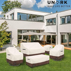 Outdoor Patio Coffee Table Cover, 600D Waterproof Heavy Duty Outdoor Table Cover, Patio Furniture Covers 48 x 28 x 16 inches Beige and Brown