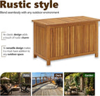 vidaXL Wooden Deck Box - Outdoor Teak Storage Chest, Ideal for Patio Furniture Cushions, Pool Accessories, Garden Tools - Water-Resistant Bag Inside - 35.4''x19.7''x22.8'', Solid Acacia Wood