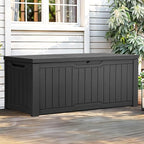 YITAHOME 120 Gallon Resin Deck Box, Weather Resistant Outdoor Storage Box for Patio Cushions, Garden Tools, Pool Supplies, Lockable, Easy Assembly, Extra Seat or Table (Dark Gray)