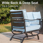 PHI VILLA Patio Conversation Set for 2, Deluxe Outdoor Patio Set with 2 C-Base Padded Sofa Chair(Blue)