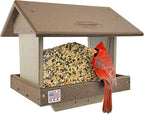 DutchCrafters Poly Large Hopper Bird Feeder Post Mount for 4" x 4", Wild Songbird Bird Seed Feeder for Outdoor, Outside, Garden, Yard - Amish Made in USA (Post Mount, Tudor Brown & Weatherwood)