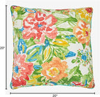 BrylaneHome 20" Square Throw Pillow - Patio & Outdoor - Water, Stain & Fade Resistant - Poppy Green