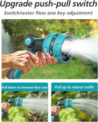 Garden Hose Nozzle, Heavy Duty Water Hose High Pressure Sprayer with 10 Watering Patterns, Thumb Control On Off Valve, for Watering outdoor Plants & Lawn, Car & Pet Washing（Blue）