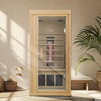 Ceramic Infrared Sauna, 1 Person Infrared Sauna, Hemlock Wood Home Sauna Spa, Far Infrared Sauna Indoor, Low EMF Infrared Saunas for Home with Smart Display, Bluetooth Speaker,1,240 watt