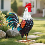 Metal Rooster Decor,Yard Chicken Decorations,Outdoor Garden Statues, Metal Chicken Sculpture for Backyard Patio Kitchen Decor & Lawn Ornaments