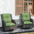Joyside Outdoor Swivel Rocker Patio Chairs Set of 2 and Matching Side Table - 3 Piece Wicker Patio Bistro Set with Premium Fabric Cushions(Mixed Grey/Green)