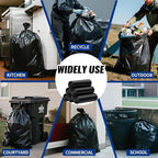 20 Count 55-60 Gallon Trash Bags, Tear-Free Large Black Garbage Bags for Kitchen, Office, Outdoor, Commercial Use, Lawn and Leaf Bags, Lightweight 17 Micron Design for Daily Dry Waste