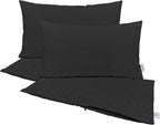 RSH DECOR: Sunbrella Pillow Covers Set of 4 | Covers Only - 26" x 16" | Outdoor Lumbar Pillow Covers Crafted with Sunbrella Performance Fabric | Canvas Black