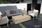 Elementi+ | Colorado Gas Fire Pit Cast Concrete 56" Rectangular Fire Table, Outdoor Fire Pit Electronic Ignition | Canvas Cover, Fire Glass and Burner Lid Included | Sunlight Yellow | Propane Gas