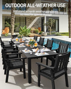 YEFU Outdoor Patio Dining Sets: Outdoor Furniture 12 Piece Dining Table Set for 10 with Umbrella Hole & Aluminum Frame - All Weather Patio 2 Table and 10 Chairs for Outside Backyard/Porch/Deck Black