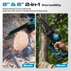 Mini Chainsaw 8” & 6” Compatible with Makita 18V Batteries, Cordless, Brushless Motor, Includes 2×20V Batteries & Charger, Lightweight Handheld Electric Chainsaw for Tree Trimming & Wood Cutting