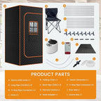 DoCred Portable Sauna for Home, Upgraded Personal Steam Sauna Box with 3L Steamer, Folding Chair, Extra Large Size Foldable Home Sauna, Full Body Sauna Tent for Relaxation Spa