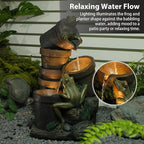 27.2''H Garden Fountains Outdoor Water Fountain,3 Tier Cascading Barrel Frog with LED Lights & Pump for Farmhouse Patio Yard Deck Home Lawn Porch House Decorations