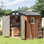 8x6 Ft Storage Shed, Large Outdoor Shed with Window, Lockable Doors, Outside Steel Shed for Garden, Backyard, Lawn, Patio Utility, Tool Storage