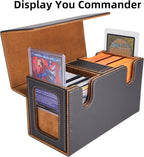 AFIING MTG Commander Deck Box 200 Double Sleeved Cards Storage, 3-in-1 Magnetic Card Case Organizer for Magic: The Gathering TCG CCG, 4 Dividers & 2 Toploaders (Black/Gold)
