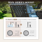 HERA'S HOUSE Outdoor Chairs Set of 2, 2 x Patio Chair with Navy Blue Cushions, All Weather Outdoor Furniture for Lawn Garden Backyard Deck(Swivel Chairs)