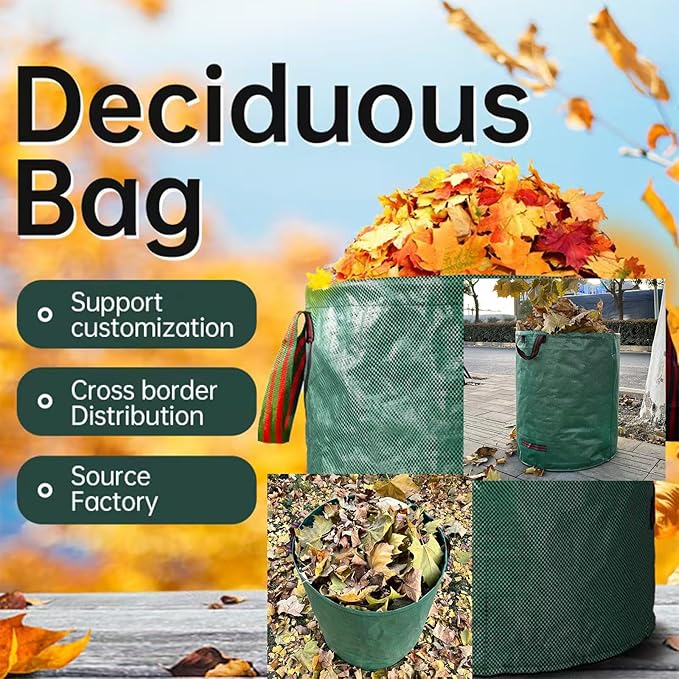 Reusable Yard Waste bags,Collapsible Leaf Bag with Gardening Gloves,Yard Debris Collapsible Bag With 4 Handles, for Leaves, Lawn Debris & Grass Clippings (53Gallon)