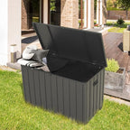 Outdoor Storage Box, 120 Gallon Metal Deck Box Built-in a Oxford Fabric Storage Bag, Lockable & Waterproof Outside Patio Storage Box - Gray