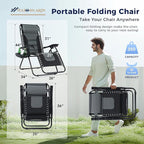 MAISON ARTS Padded Zero Gravity Lawn Chairs Set of 2 Foldable Recliner Anti Gravity Lounge Chairs w/Pillow & Cup Holder Outdoor Camp Chairs for Poolside Backyard Beach Support 350LBS Grey