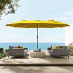 Sophia & William 15 ft Extra Large Patio Umbrella with Base Included, Rectangular Outdoor Umbrella Heavy Duty, Market Umbrella Double-sided Fade Resistant for Pool Garden Backyard, Golden yellow