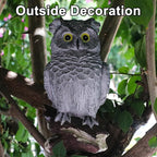 Owl Statue Figurine Home Decoration, Hand-Painted Owl on Branch, Waterproof, Fade-Proof Sculpture for Garden, Patio, Home Decor Statue (Gray)