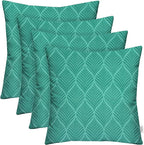 RSH DECOR: Square Throw Pillows Set of 4 | 24” x 24” | All-Weather Spun Fabric | Water and Fade-Resistant | Outdoor Accent Pillows for Patio Furniture | Fenbrook Teal