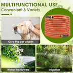 Heavy Duty Garden Hose – 5/8 Inch Flexible, Lightweight Hybrid Hose with 600 PSI Burst Pressure, Swivel Handle, and Durable Copper Male/Female Fittings (Orange, 100FT)