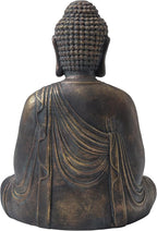 Glitzhome GH20384 22.75" Indoor Outdoor Sitting Meditating Buddha Zen Statue, 22.75 Inch Tall, Bronze