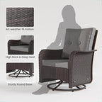 10 Pieces Outdoor Patio Furniture Set Outdoor Furniture Patio Sectional Sofa Conversation Sets w/ETL Approved 45" Gas Outdoor Fire Table & Coffee Table, Swivel Rocking Chair (Grey)