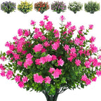 Artificial Flowers Outdoor Artificial Fake Flowers Fake Greenery Fake Plants Faux Outdoor Plastic Plants UV Resistant Shrubs Boxwood Plant Eucalyptus Hanging Basket Home Garden Decor (Pink)