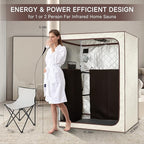 2 Person Portable Full Spectrum Infrared Sauna, Full Size Large Space Spa Tent with Remote Control,1600W Fast Heating, Foldable Chairs & LED Therapy Light, Home Spa for Relaxation (47.2"x35.4"x63")
