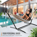 Sorbus 2-Person Hammock with Stand – 60" Cotton Blend Bed, Heavy Duty 450lbs Capacity, Portable with Carrying Case – for Garden, Patio, Outdoor, Camping, Gifts – Washable