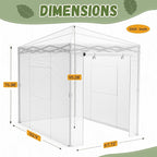 Devoko Walk-in Greenhouse, Portable Pop-in Green House with Zippered Door and 2 Roll-up Windows and PE Cover, Portable and Easy Assemble (White, 8x6 Feet)