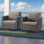 HUMMUH 5 Piece Patio Furniture Set,Wicker Swivel Rocker Patio Chairs Set of 4 with 30'' Fire Pit Table Outdoor Furniture Set for Porch,Garden,Backyard