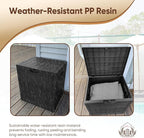 33 Gallon Deck Box Set of 2, Small Outdoor Storage Box Waterproof, Lockable Secure Package Bin Delivery Box for Outside, Patio Cushions Storage Box, Delivery Driver Snack Box for Porch, Black