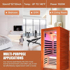 Infrared Sauna for Home Indoor Sauna Wooden Dry Sauna Room Low EMF 1020W for 1 Person with Control Panel, Bluetooth Speaker, Reading Lamp