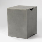 Propane Tank Cover Table for Fire Pits, 20 LB Metal Propane Tank Holder with Side Handles, Outdoor Tank Storage Side Table for Patio, Gas Griddle, Gray