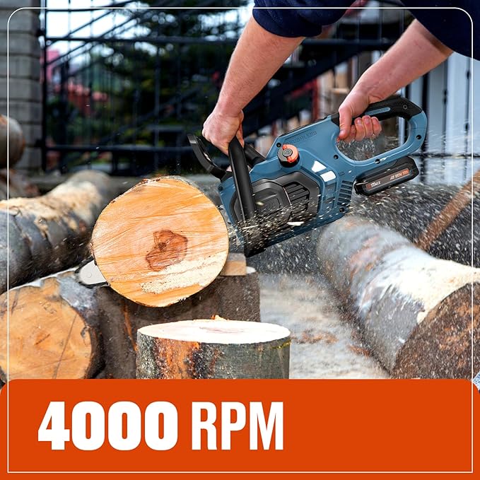 SENIX Chainsaw Cordless, 20V 10" Battery Chainsaw, Brushless Chain Saw, Includes 2.5Ah Battery & Charger, Garden Tool for Tree, Pruning, Branch Cutting, Yard, Fathers Day Gift, Tool-Free,CSX2-M