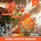 Blown Glass Hummingbird Feeders for Outdoors, 25 Ounces Wild Bird Nectar Feeder with Perch & 5 Flower Feeding Ports Leak Proof Hanging for Garden Backyard Decor, Gifts for Women Mom, Orange